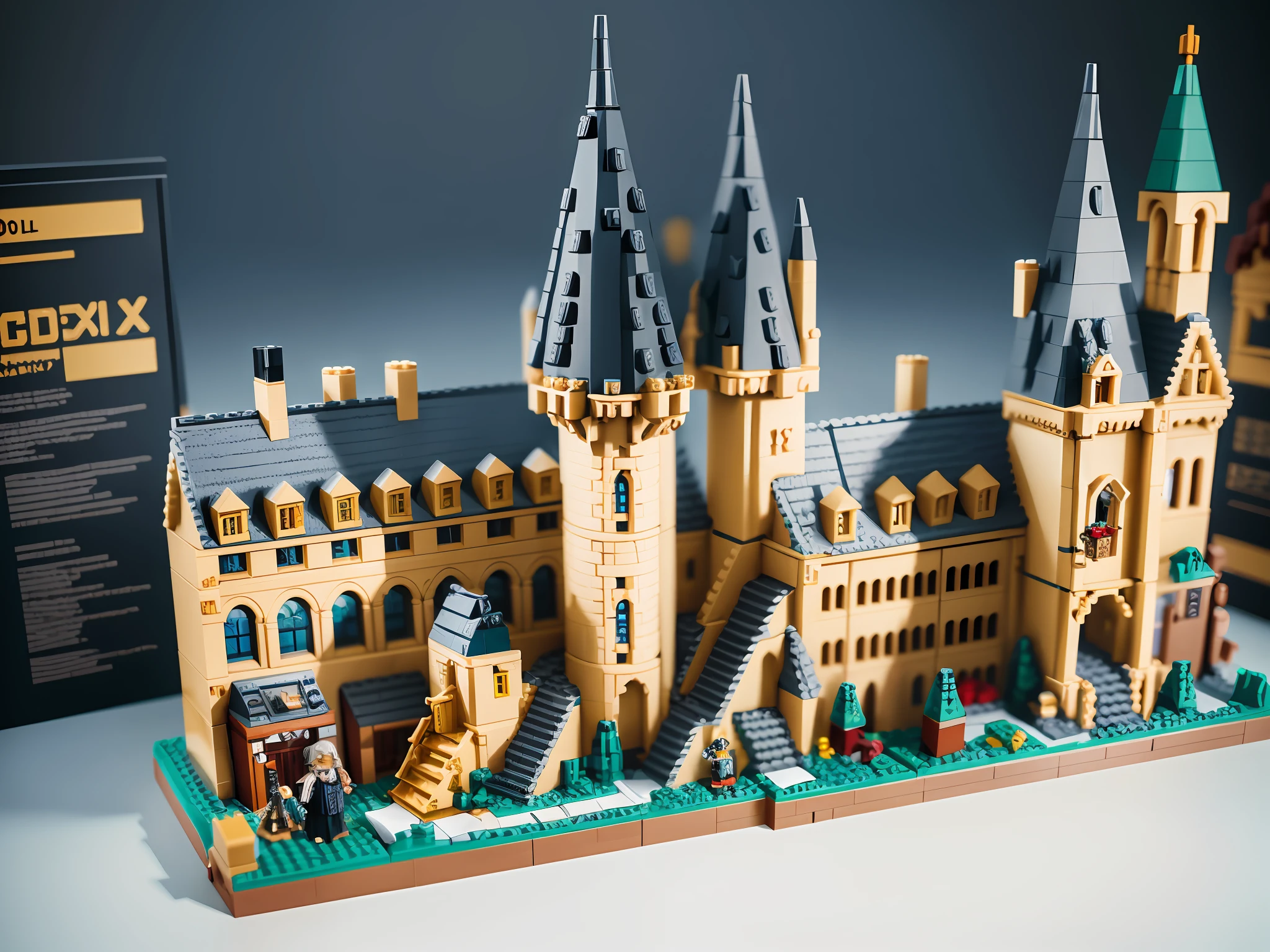 Lego style, Lego Hogwarts School of Witchcraft and Wizardry scene, voxel, rich color matching, blind box style, toy model, very detailed, super high resolution, 8K UHD --v 6