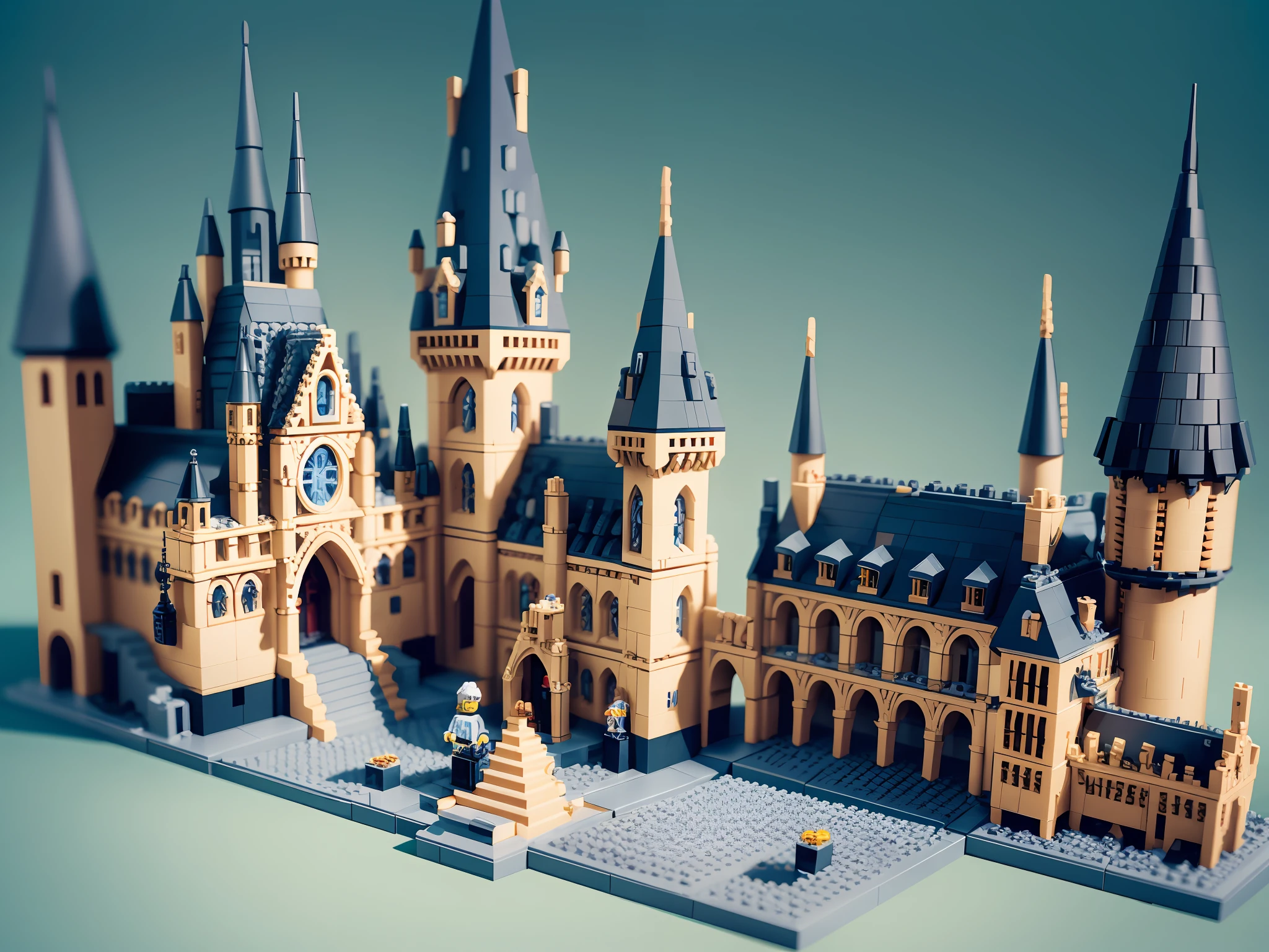 Lego style，Hogwarts School of Witchcraft and Wizardry，voxel --v 6