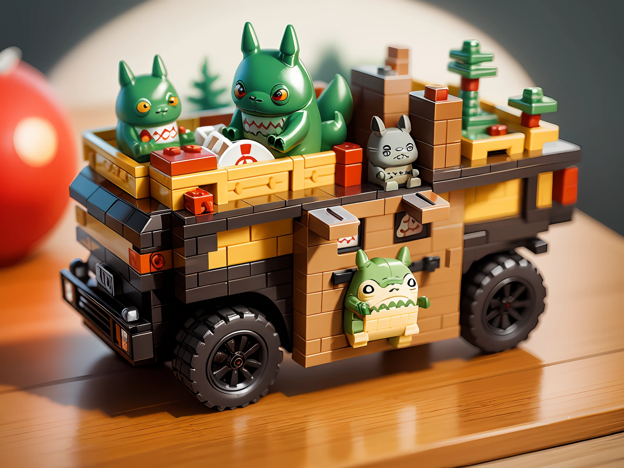 totoro catbus , LEGO chinese new year scene, highly detailed, ultra high resolution, 8K UHD --v 6