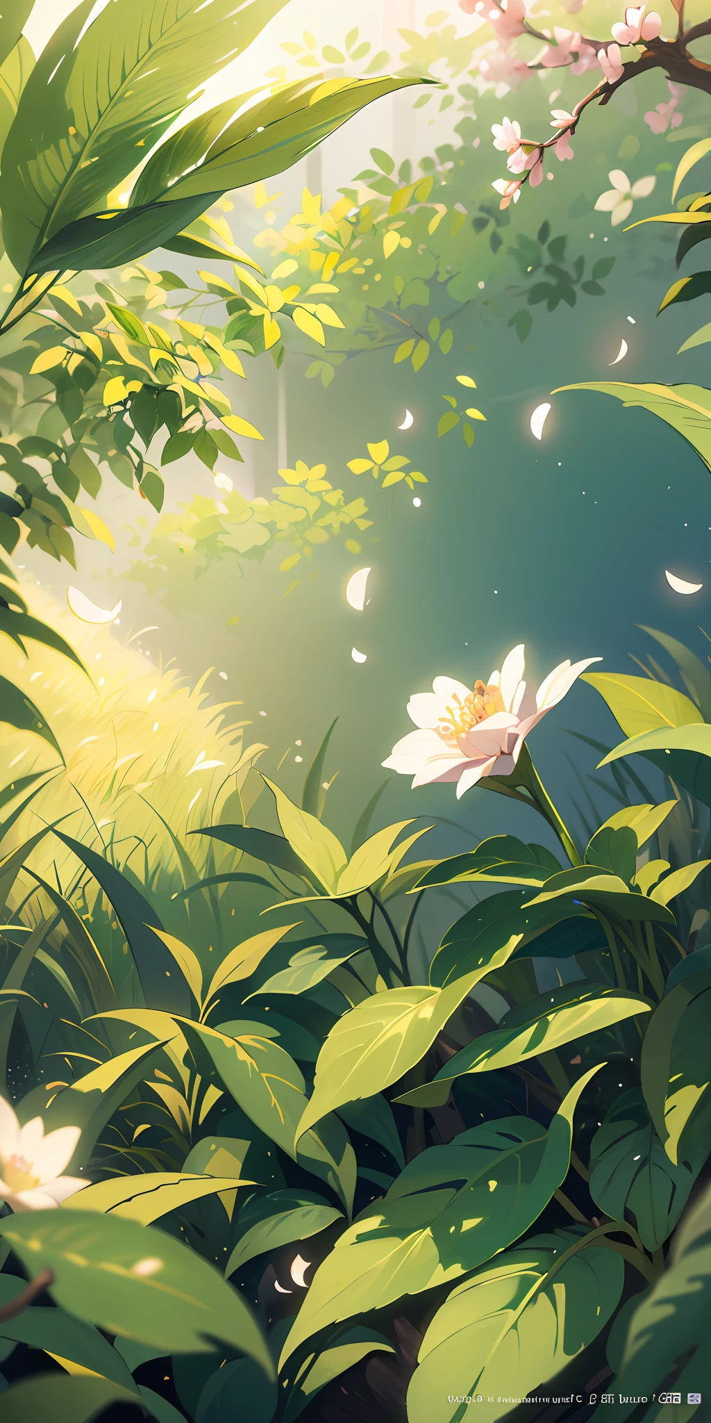 Masterpiece, best quality, (very detailed CG unity 8k wallpaper) (best quality), (best illustration), (best shadows) Nature&#39;s delicate leaves petals of various colors falling in the air light Tracking, super detailed --v6