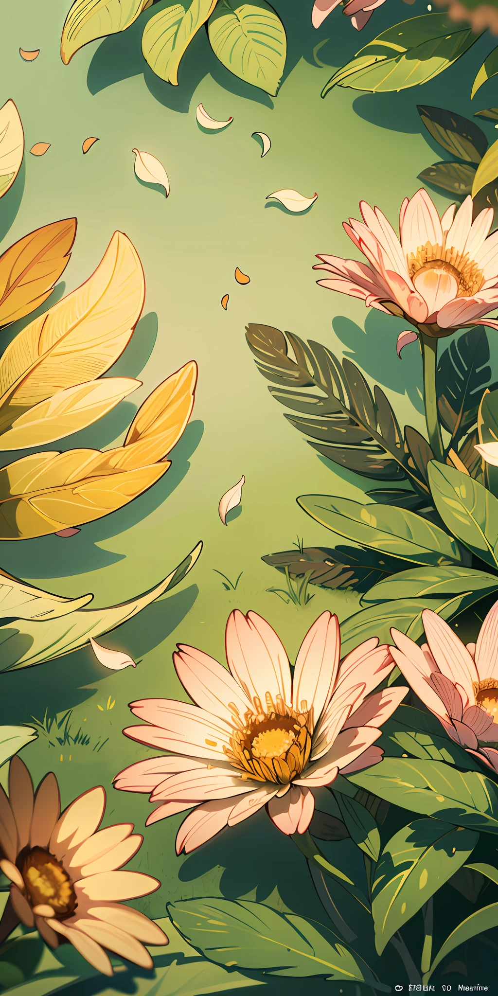 Masterpiece, best quality, (very detailed CG unity 8k wallpaper) (best quality), (best illustration), (best shadows) Nature&#39;s delicate leaves petals of various colors falling in the air light Tracking, super detailed --v6