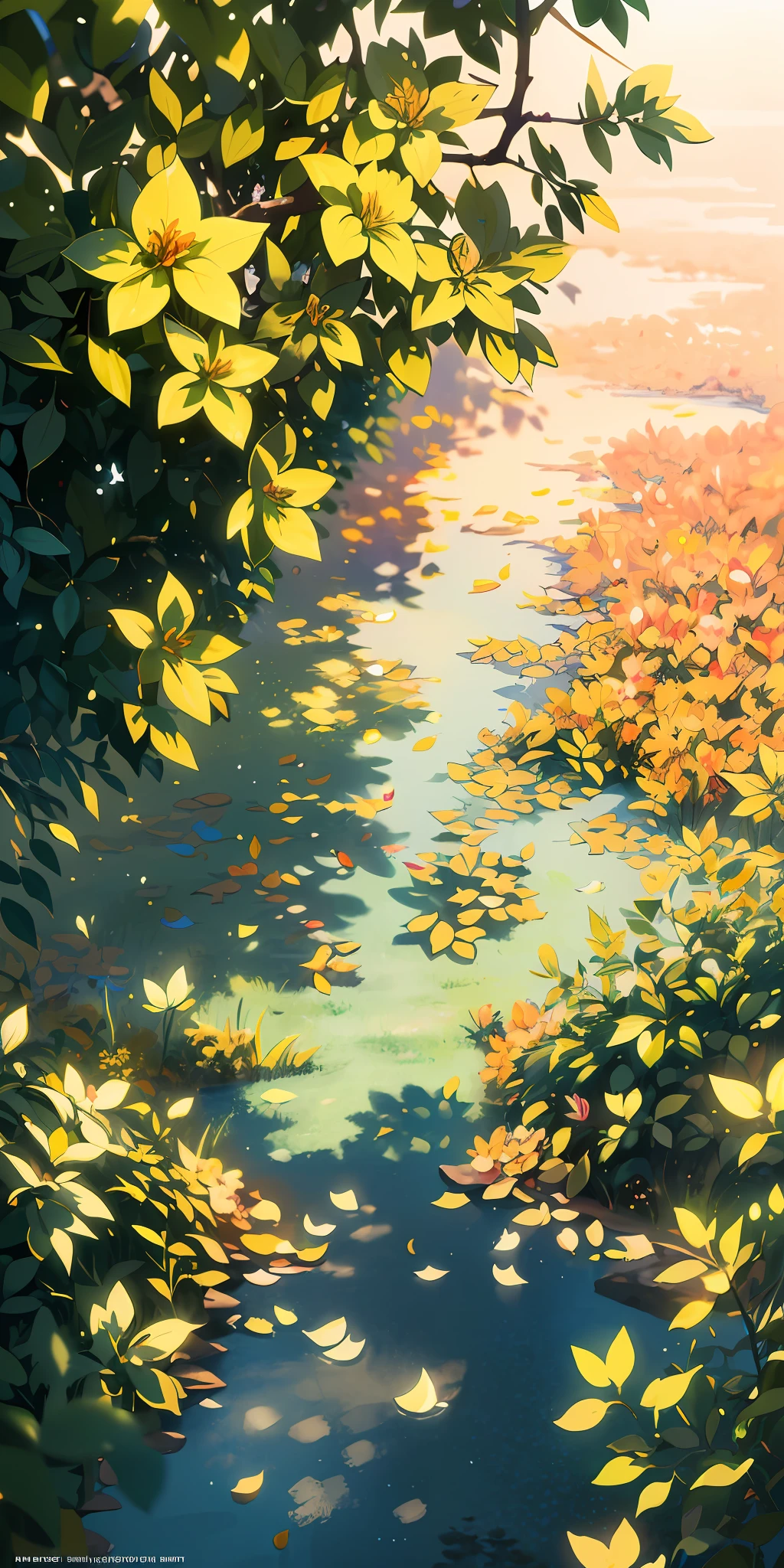 Masterpiece, best quality, (very detailed CG unity 8k wallpaper) (best quality), (best illustration), (best shadows) Nature&#39;s delicate leaves petals of various colors falling in the air light Tracking, super detailed --v6