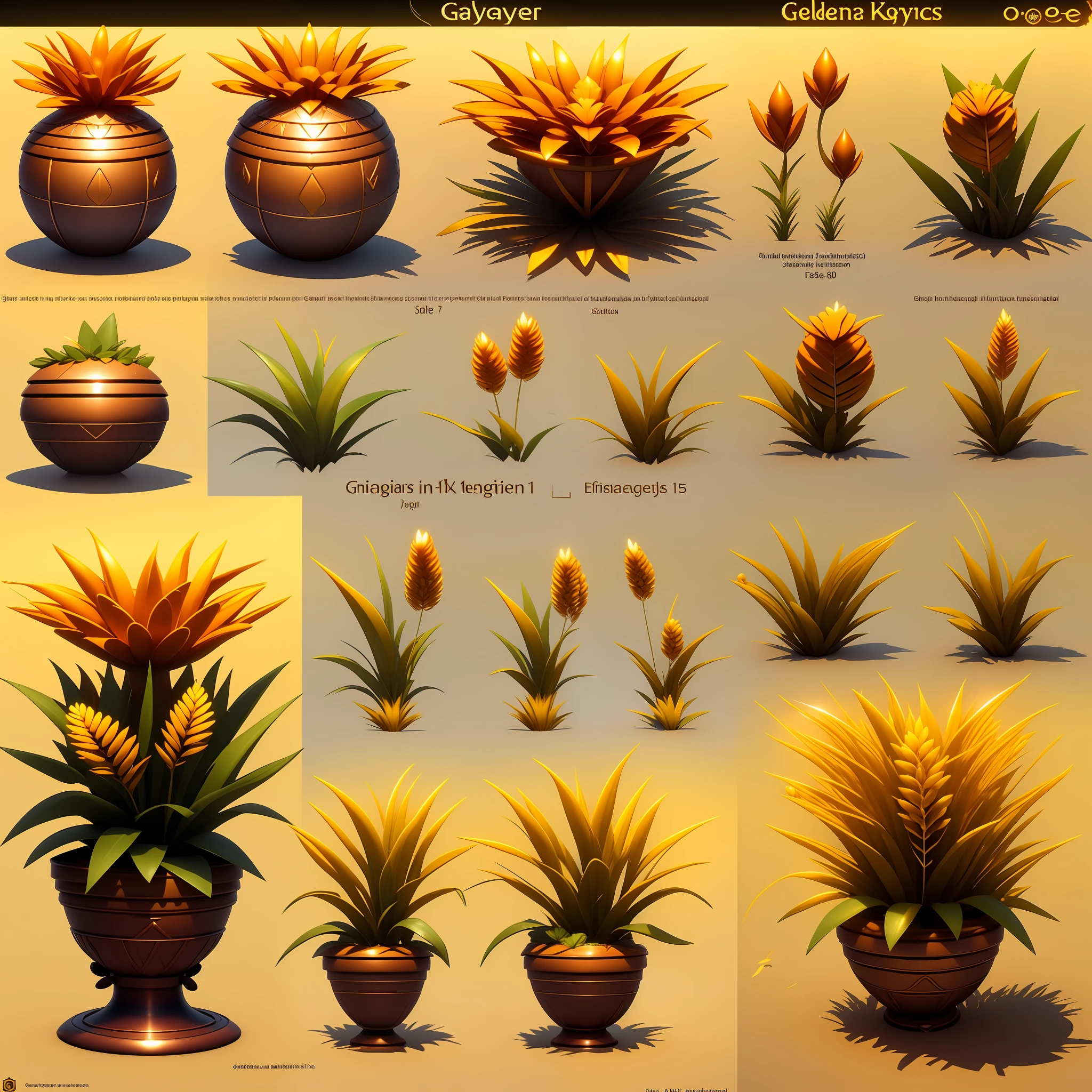 A plant, golden wheat, in a magical style
