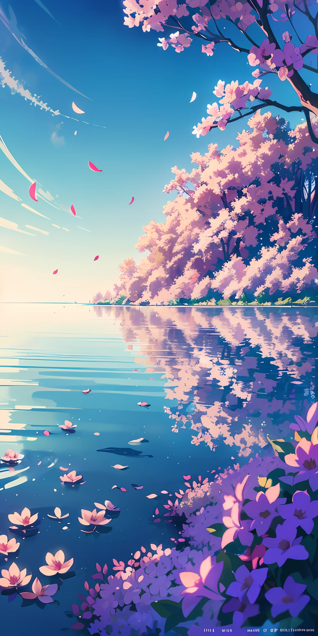 Masterpiece, best quality, (very detailed CG unity 8k wallpaper) (best quality), (best illustration), (best shadows) Nature&#39, blue sea,delicate leaves petals of various colors falling in the air light Tracking, super detailed --v6