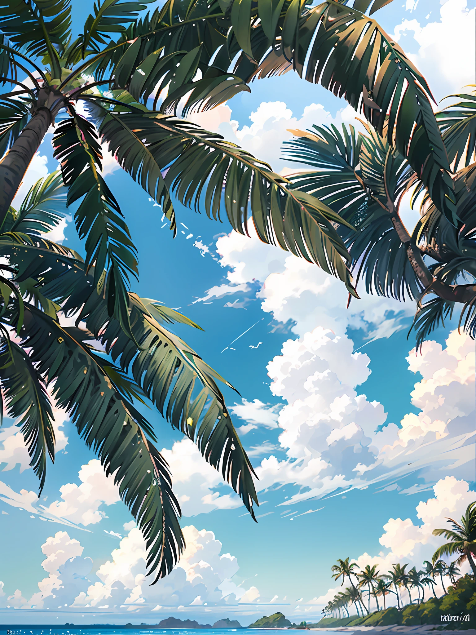 Summer, Sun, Ocean, Beach, Vacation, Umbrellas, Coconut Palms, Hot Weather, HD Detail, Moist Watermark, Ultra Detail, Film, Hyper Realism, Soft Light, Deep Focus Bokeh, Ray Tracing, and Hyper Realism . --v6