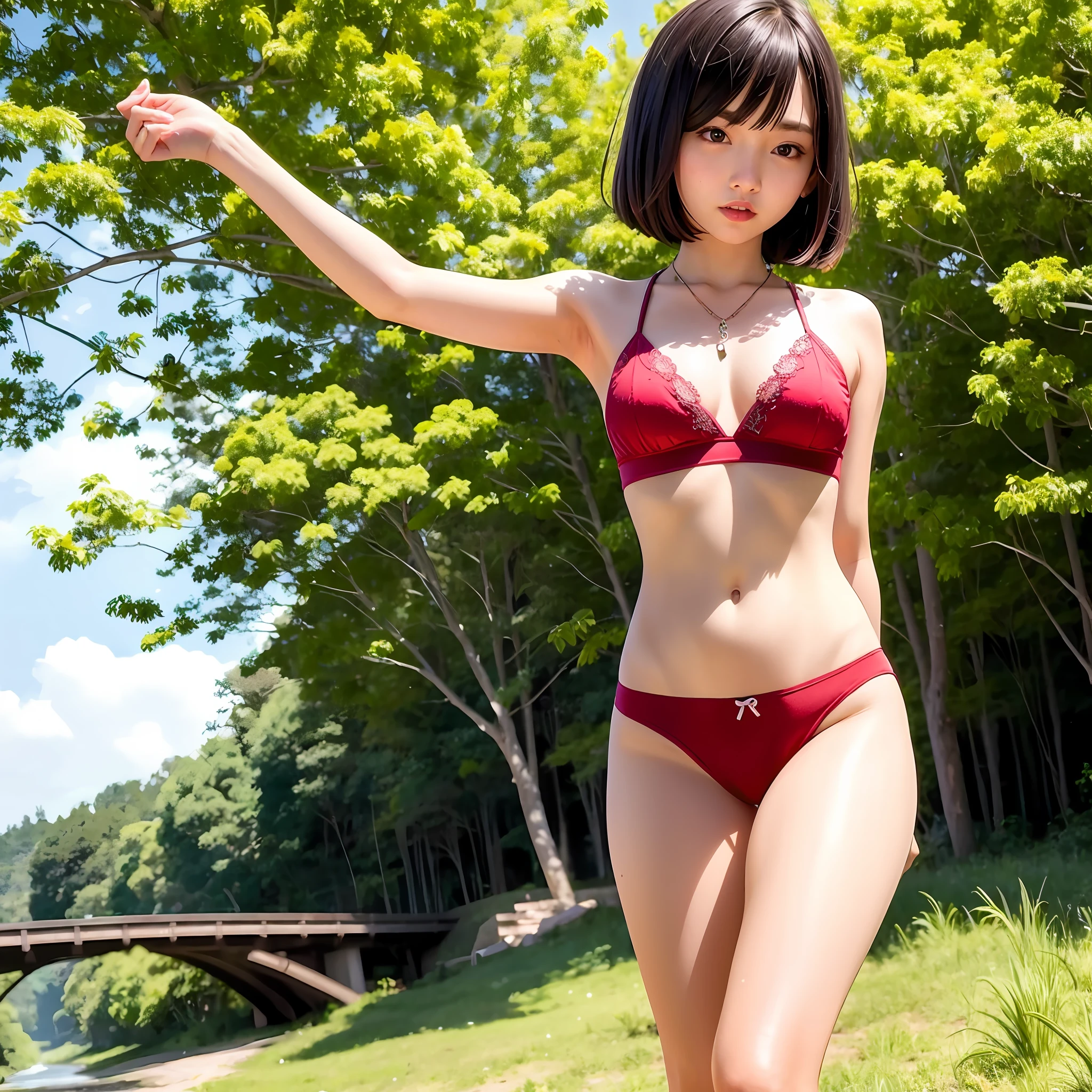 Masterpiece , Ultra High Detail Photos , (8k, RAW Image:1.2) , Best Quality, Ultra High Resolution, Realistic , 1 Girl , , Yoni , , (Bracket:1.2) , Live Girl top , stunning , cammy , girl , head right , girl , Kpop idol , aegyo sal , wearing hair accessories , portrait, sweaty , (loose red underwear:1.1 ) , necklace ( ahegao : 1.5) , eye roll , cum in , high detail skin , realistic skin detail ,(visible follicle : 0.3 ) , blonde hair , flawless anatomy , viewed from below , sharp focus , luxurious , clear color , ektachrome , angelic , lush best quality , masterpiece , high detail, super realistic, high definition, body, realistic breasts, beautiful body, white thai girl 16 yall, not tall, has a nice body and bust 36 , she has brown hair. short blonde, bob with bangs wearing red glasses and wearing red underwear , dancing seductively in the forest