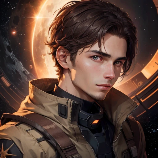 starsector, a portrait of a young man, blank background,