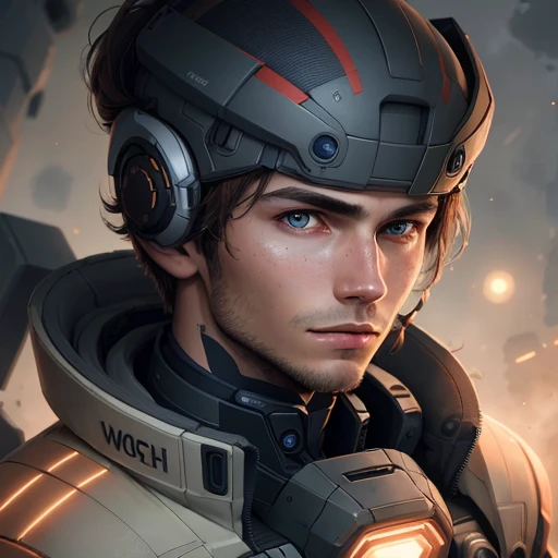 starsector, a portrait of a young man, blank background, face focus, high tech suit,