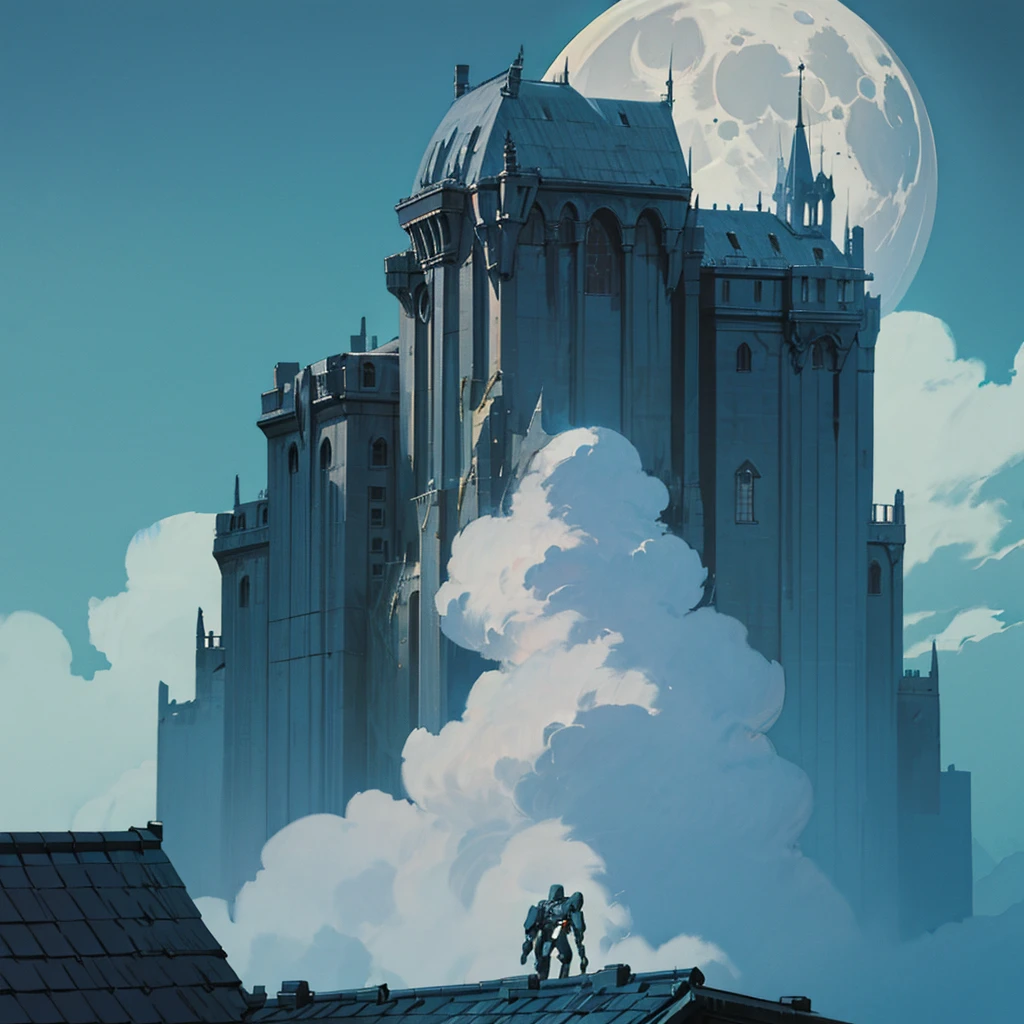 masterpiece, best quality, detailed cyborg anti hero man, with alligator characterlistics build through AI sky, cloudy_sky, building, moonlight, moon, night, (dark theme:1.3), light, fantasy,
