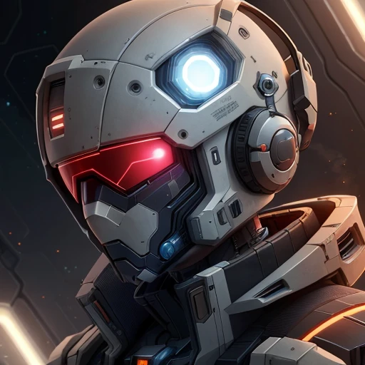 starsector, a portrait of a robot, blank background, face focus, high tech suit,