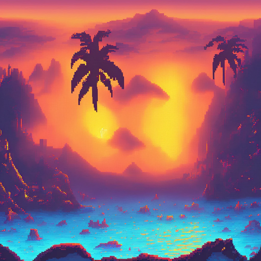 Sunset Time, pixel art