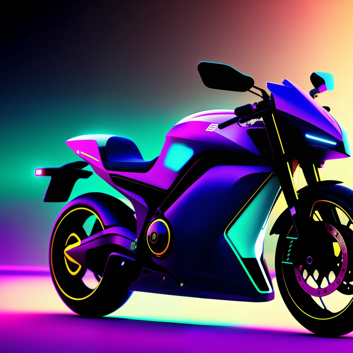 Neon futuristic motorcycle, high quality images, ultra-realistic details, 8k,--AR 3:2