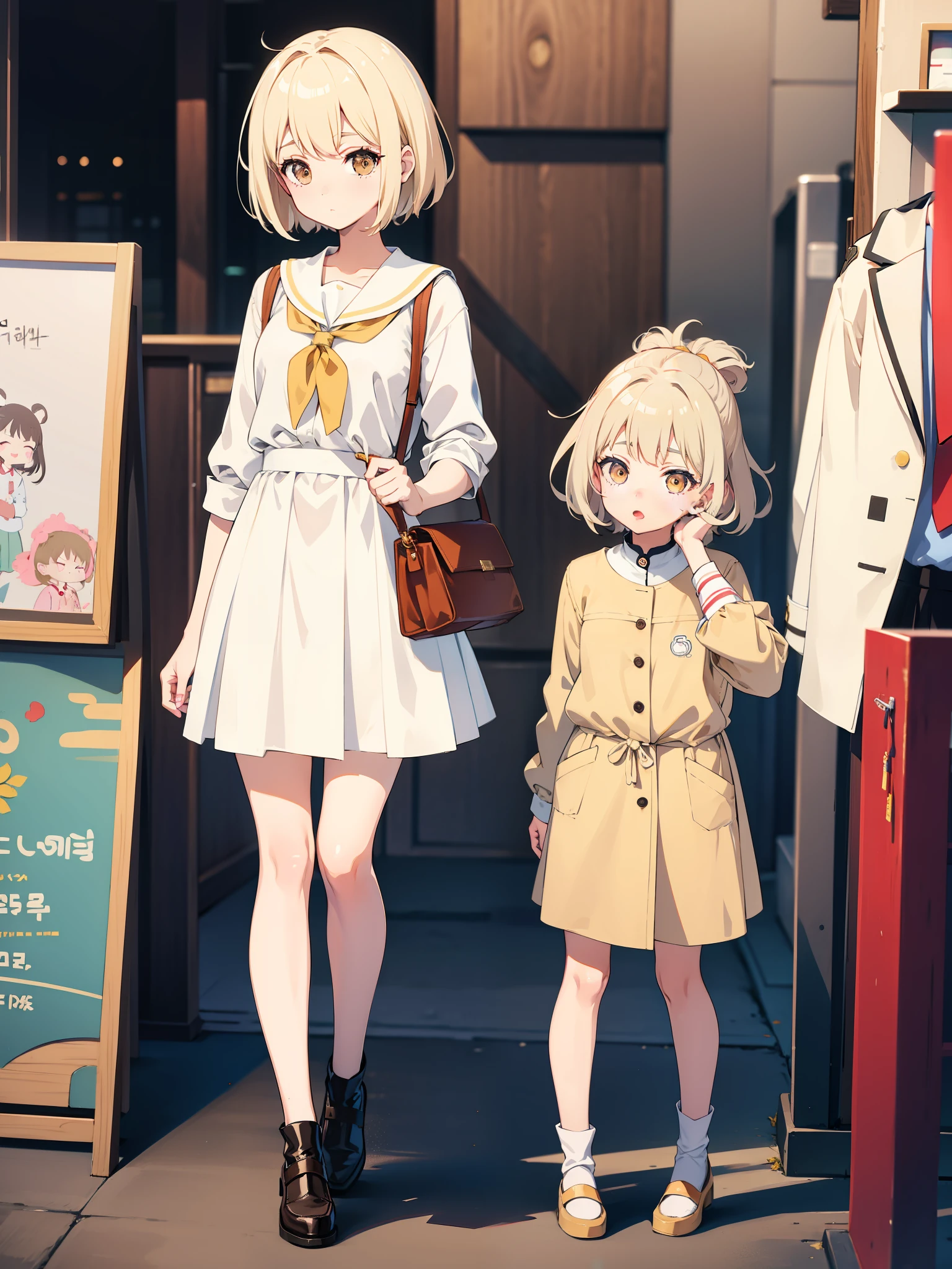 (anime style), cute anime girl, japanese anime girl, Hayao Miyazaki style, delicate pretty face, araffe woman wearing beige skirt and white shirt and tan purse, cropped shirt with jacket, korean female fashion model, loose Coat collar sailor uniform, bae suzy, wearing long flowing dress, elegant slim beige shirt, ulzzang, short wide sleeves, jinyoung shin, cream colored blouse, sha xi, white trendy clothes