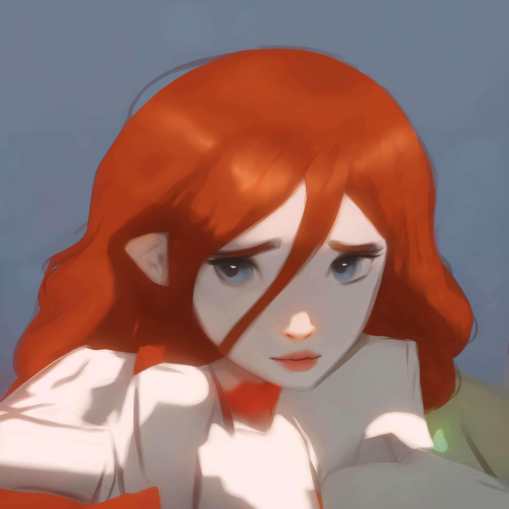 portrait of a woman looking in the mirror sadly , by samdoesarts