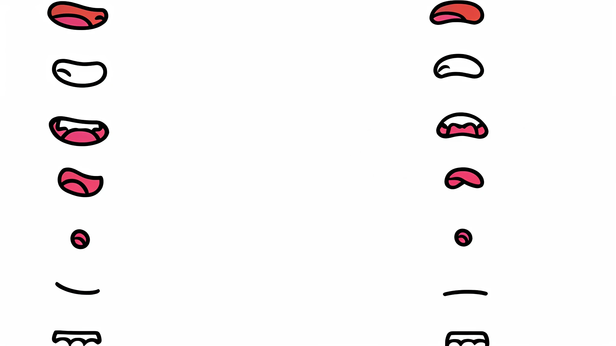 sequence of cartoon style mouths