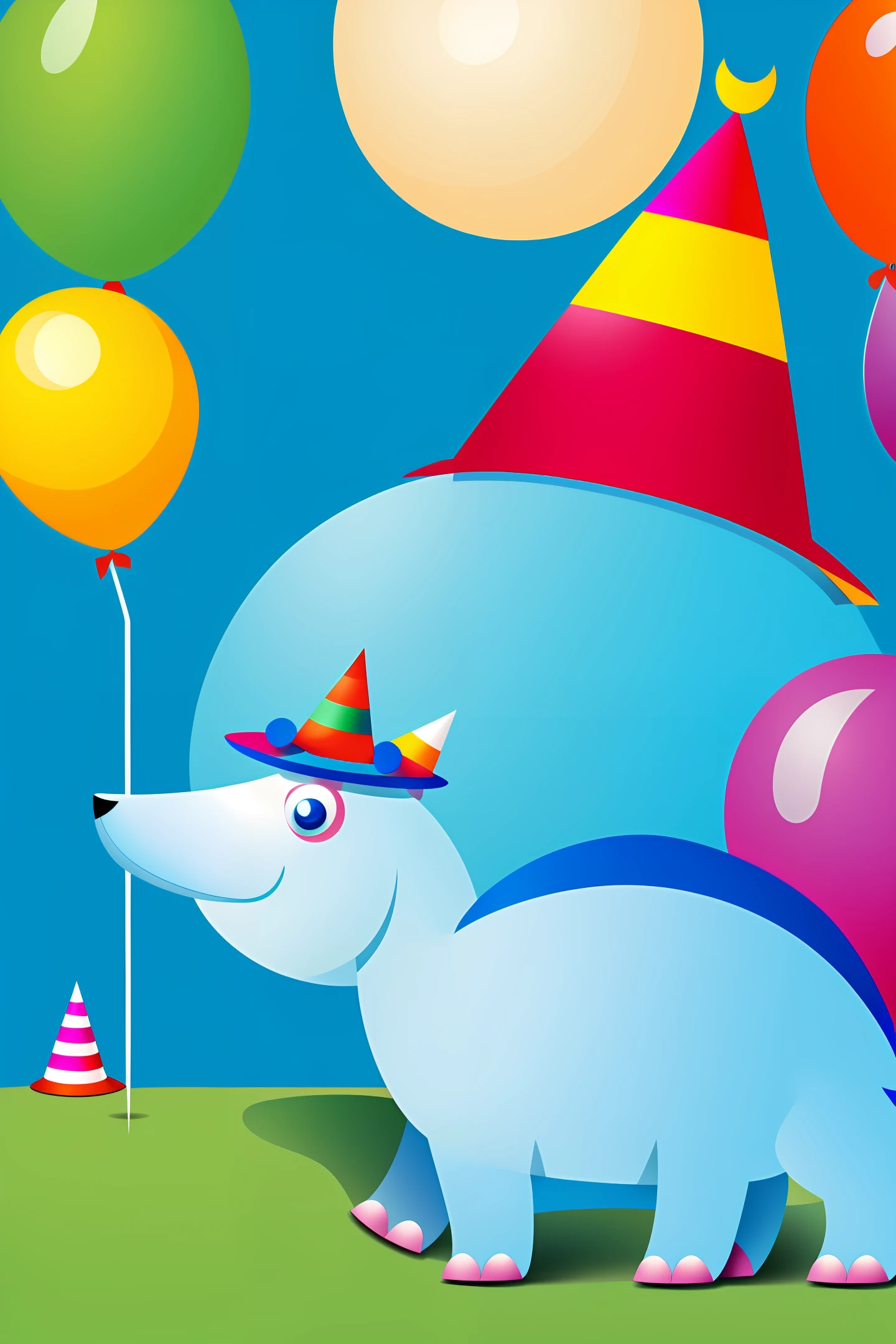 Stegosaurus wearing a party hat, illustration for a children's book