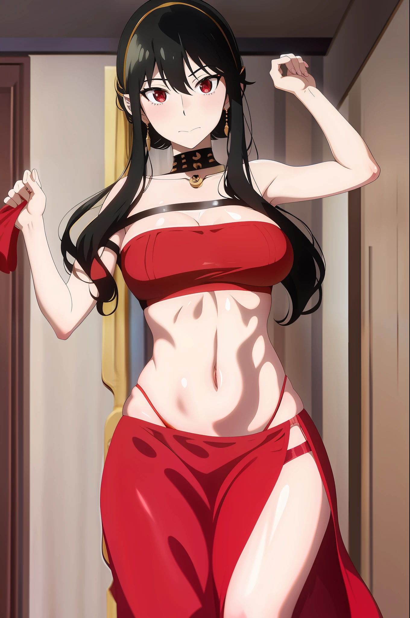 belly dancer , red dress