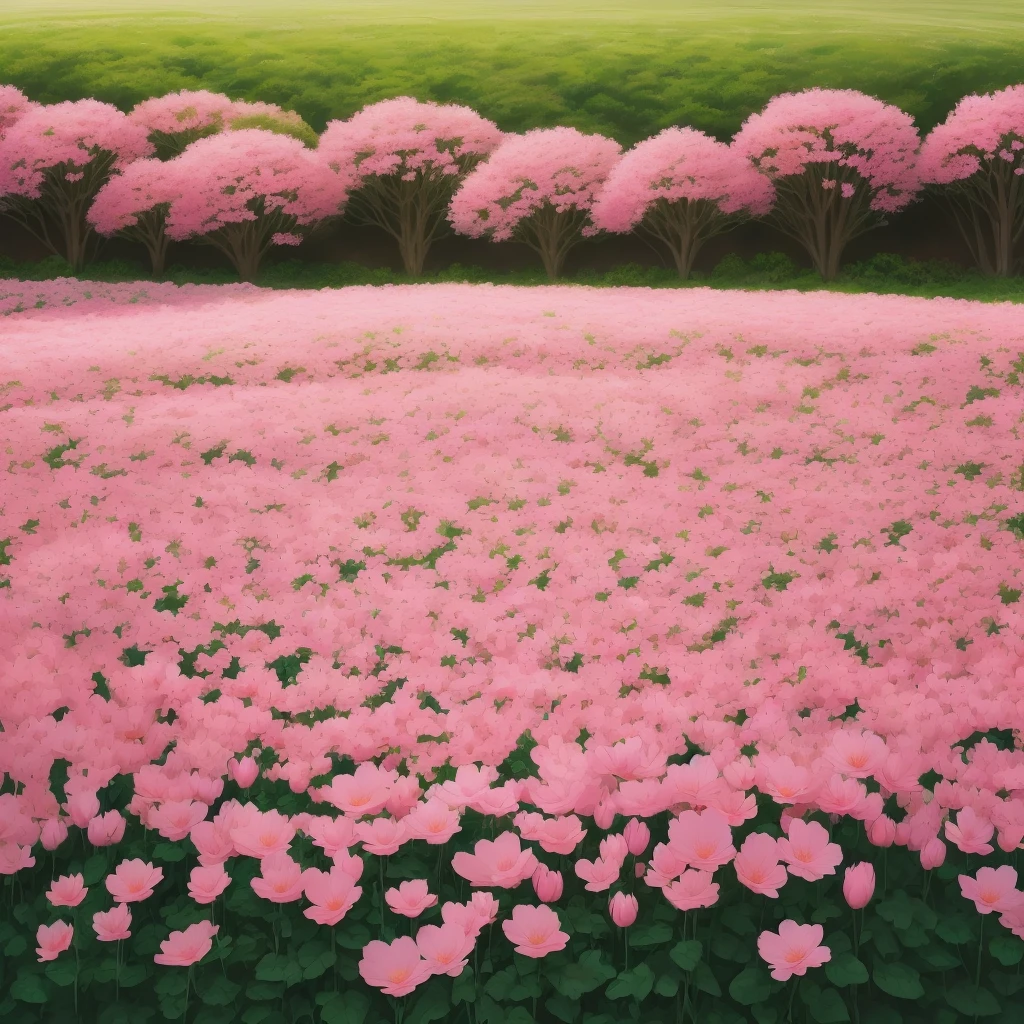 there is a large group of pink flowers that are in the grass, light pink tonalities, pink flowers, heaven pink, flower, pinks, soft shade, blushing, heavenly, shades of pink, pink orange flowers, highly ornamental, pink petals, flowers blooming, vibrant pink, with soft bushes, gardening, beautiful high resolution, pastel', heavily ornamental