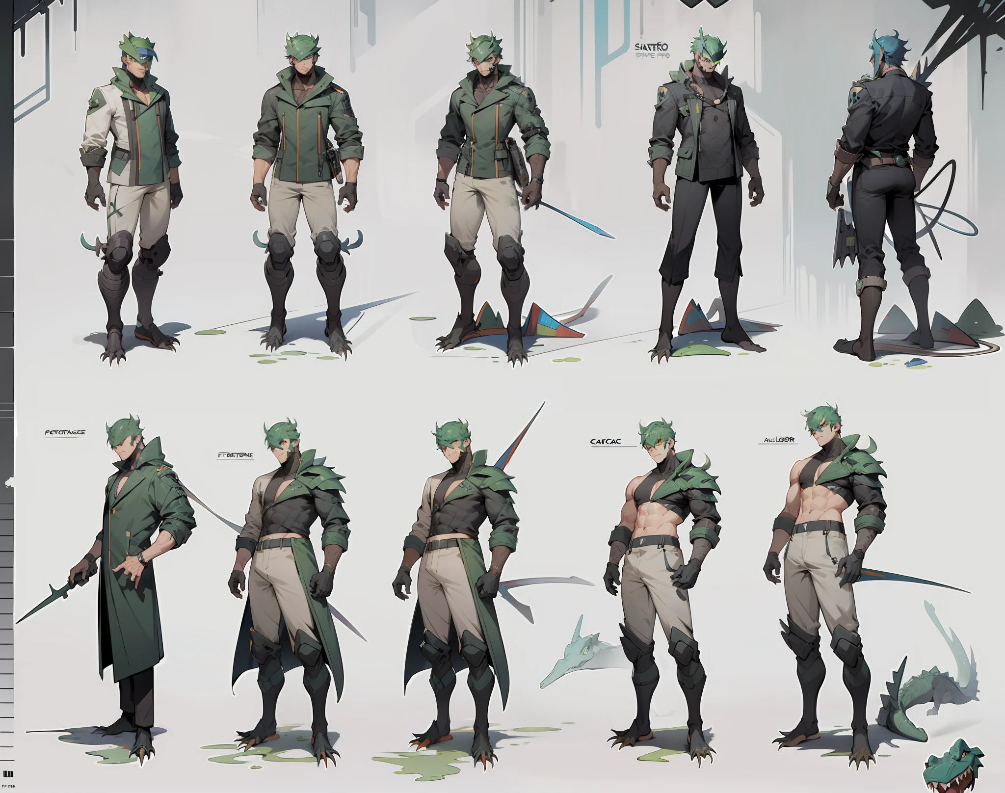 futuristic alligator hero face handsome