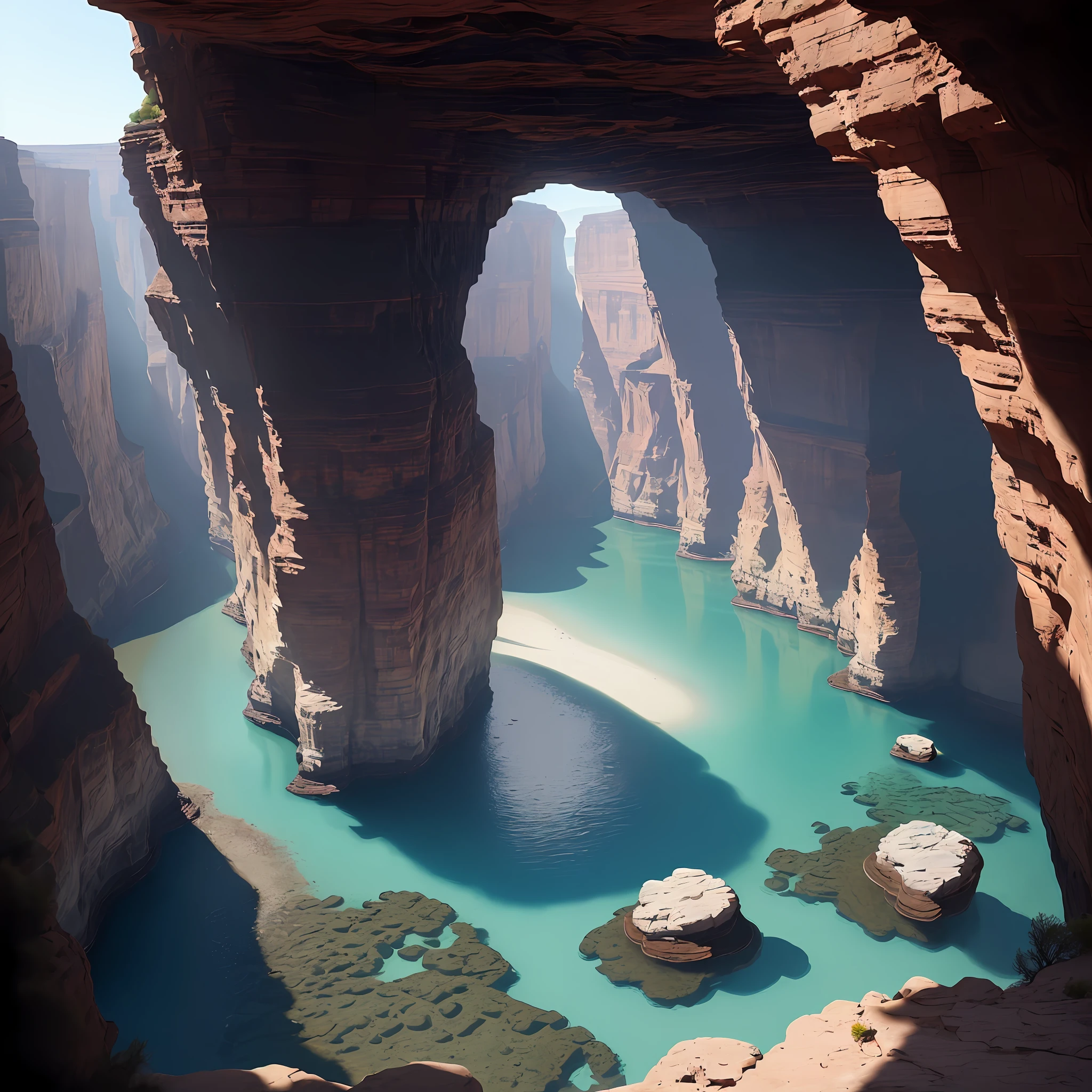 As I have gone alone in there and with my treasures bold, I can keep my secret where and hint of riches new and old. Begin it where warm waters halt and take it in a canyon down, not far but too far to walk, put in below the home of brown.