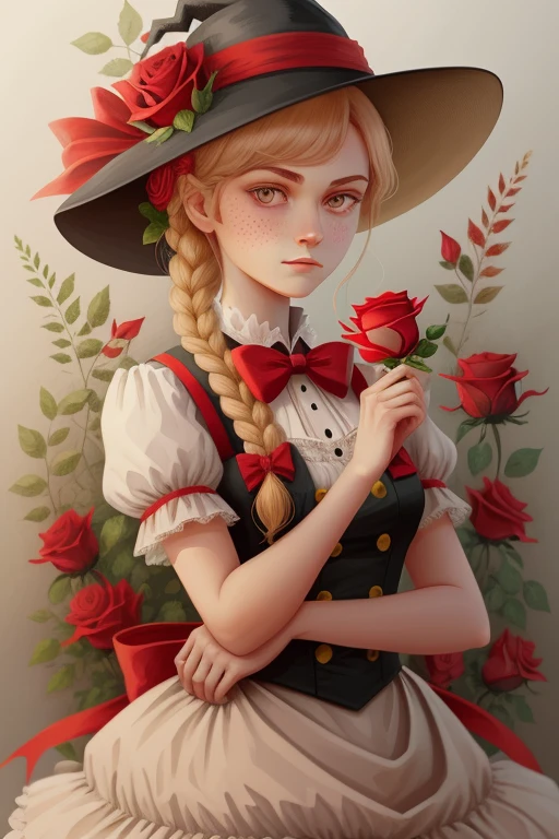 illustration by vector_art of a single red rose, no background