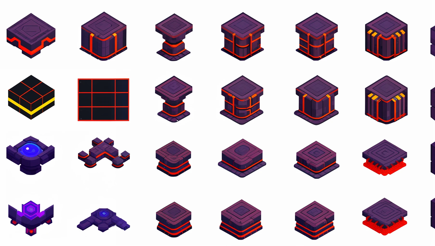 tileset for 2d game with 2d style, futuristic