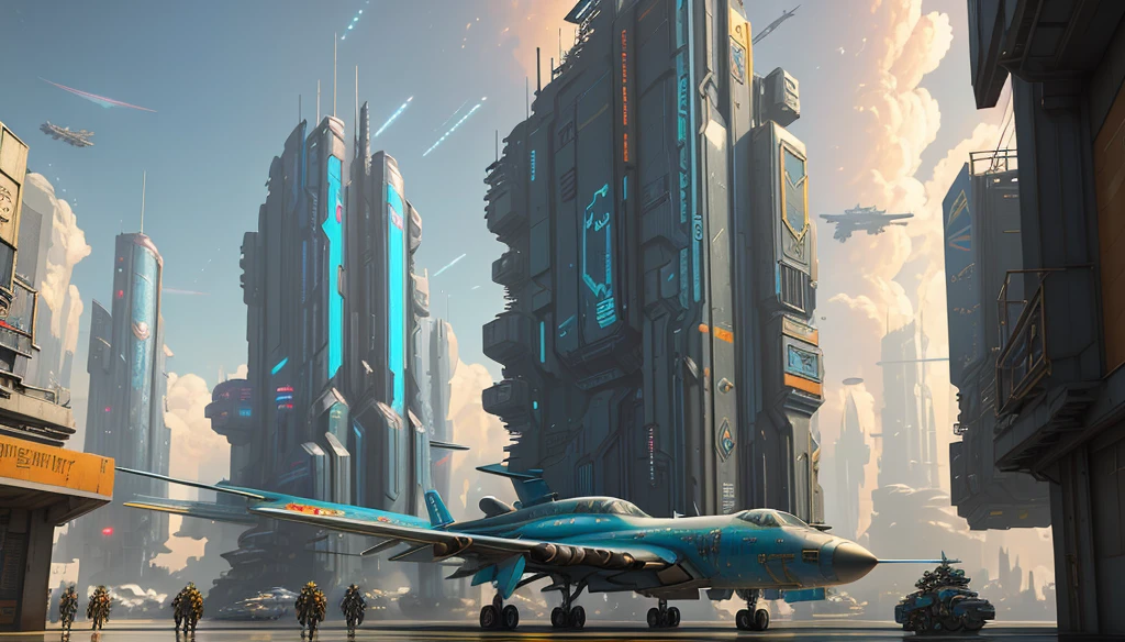 Realistic, best quality, masterpiece, highly detailed, ultra detailed, futuristic planes in a cyberpunk city. 4k 3d rendering Unreal Engine 5 using blender rendering and octane global illumination from photorealistic surreal concept art by greg rutkowski loish rhads ferdinand knab makoto shinkai tian zi trending on cgsociety