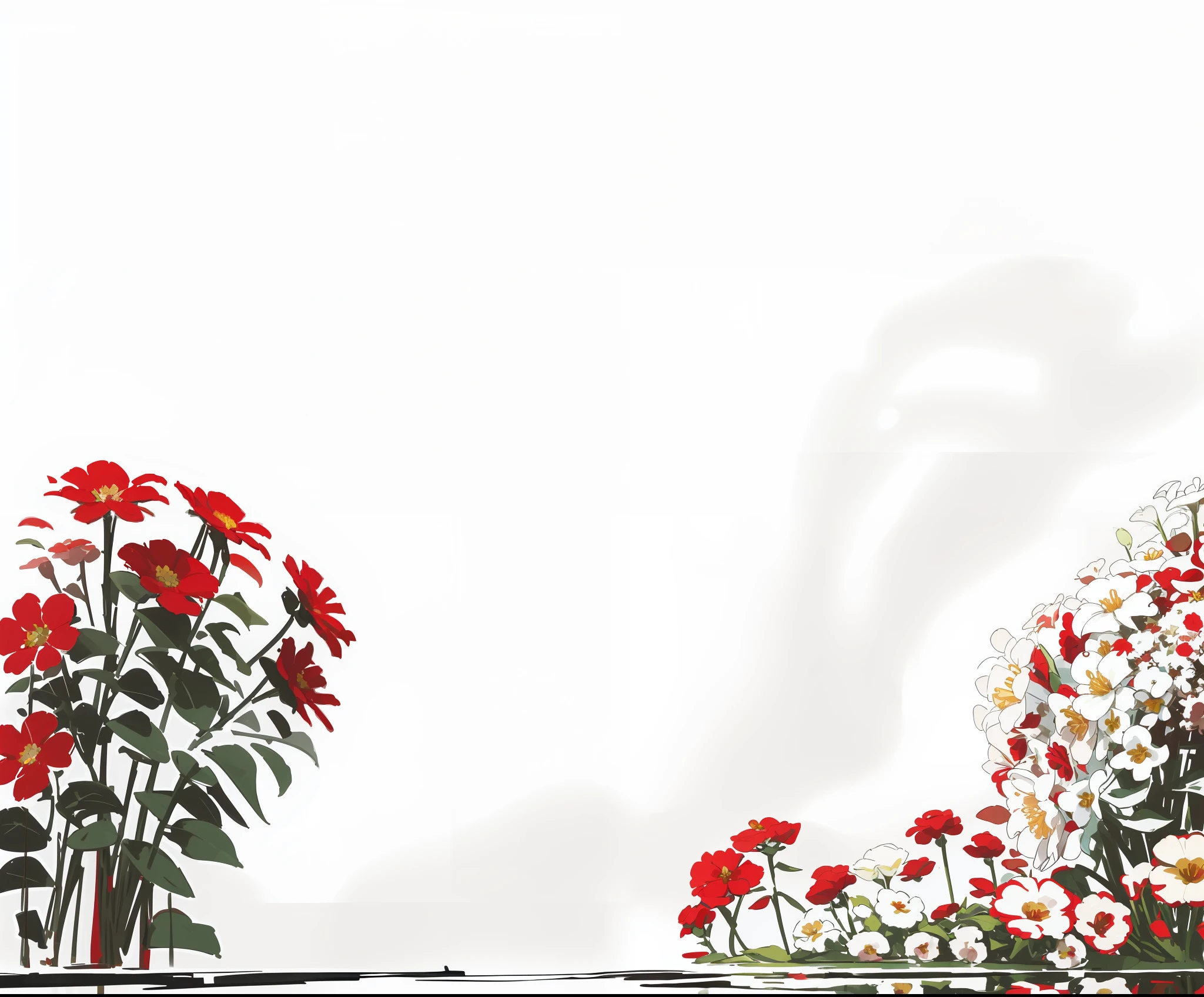 a white and red flower border with a white background, celestial red flowers vibe, red and white flowers, white border and background, fine background proportionate, extremely high resolution, background image, plain background, flower background, isolated background, flowers in background, flowers background, high definition background, large white border, red flowers, red and white color theme, detailed background