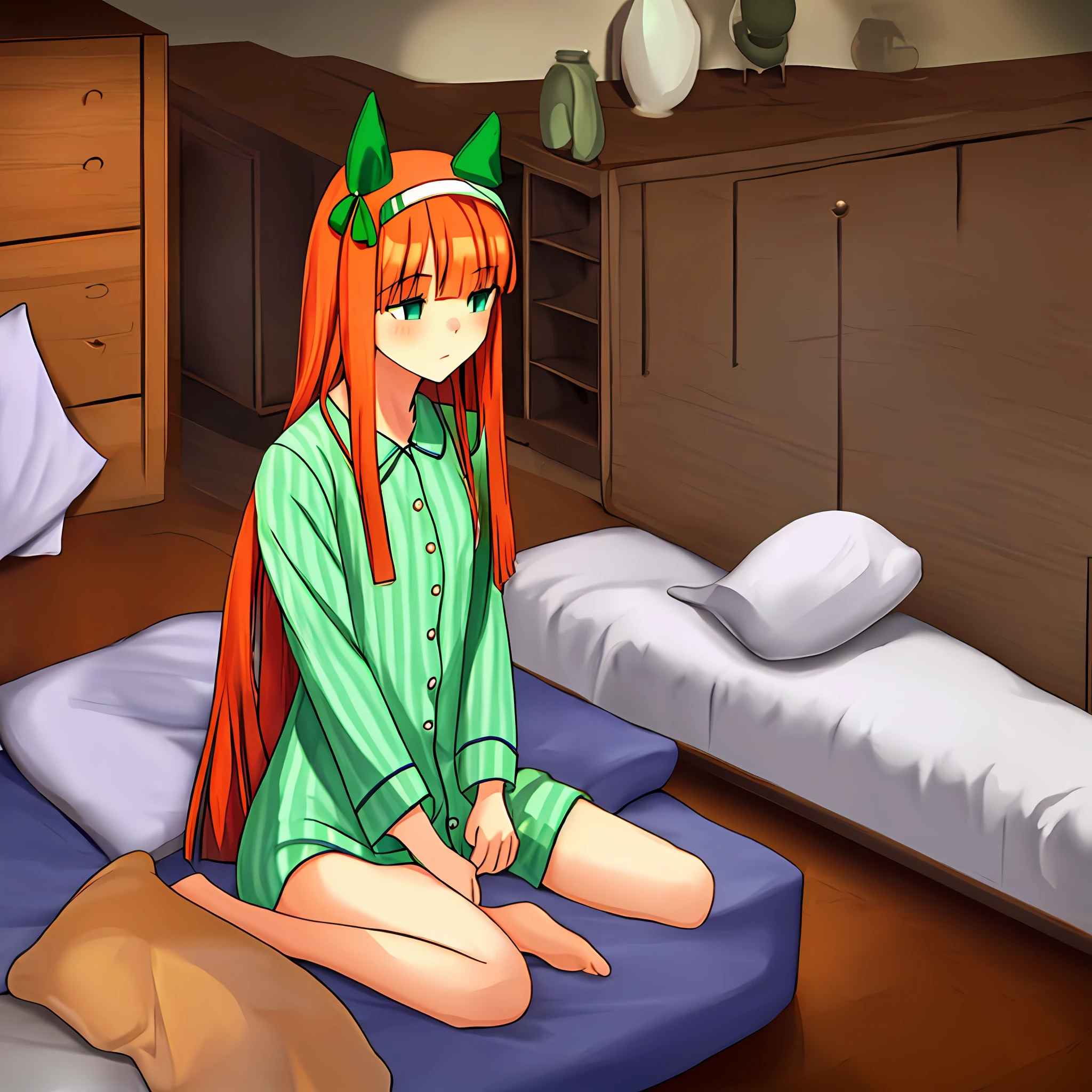 (Silence Suzuka, Pajamas) Good morning. fanart; (1 girl), indoors