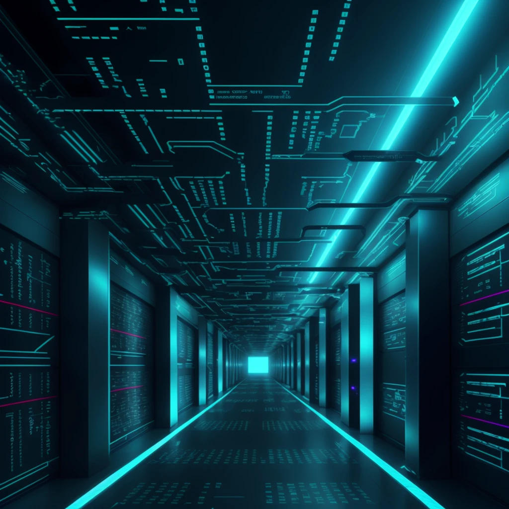 Cyberspace, a long corridor, storage grids, codes