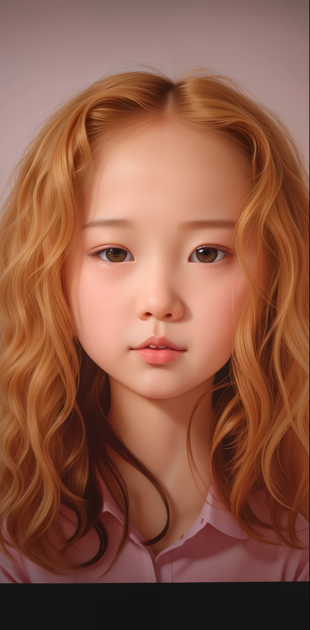 there is a young girl with long hair and a pink shirt, yanjun chengt, portrait photoreal, hana alisa omer, young girl, realistic studio portrait, cute young girl, portrait young girl, kawaii realistic portrait, front portrait of a girl, young asian girl, realistic cute girl painting, young cute face, pouty lips, hyperrealistic teen