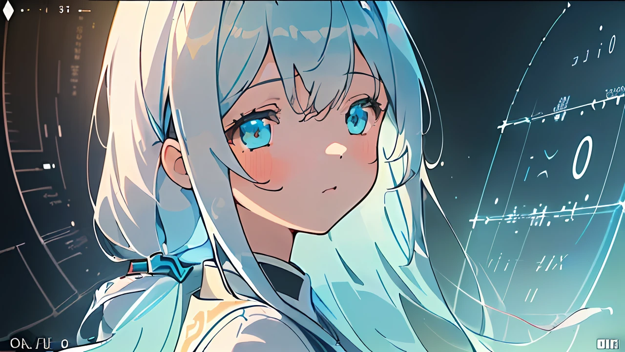 impasto,((((1girl)))),Metaverse,original,((an extremely delicate and beautiful)),(cyan theme),((intricate detail)),((((ultra-detailed))),((illustration)),(((masterpiece))),((extremely detailed CG unity 8k wallpaper)),highlight,sharpening,detailed face,((Perfect details)),(binary numbers),Science fiction,sense of digital,cold light,((data in the eyes)),((data adorns hair)),0 and 1 code,digitization,Running data,system screen,mathematical equation,young girl,(solo),(yubao)