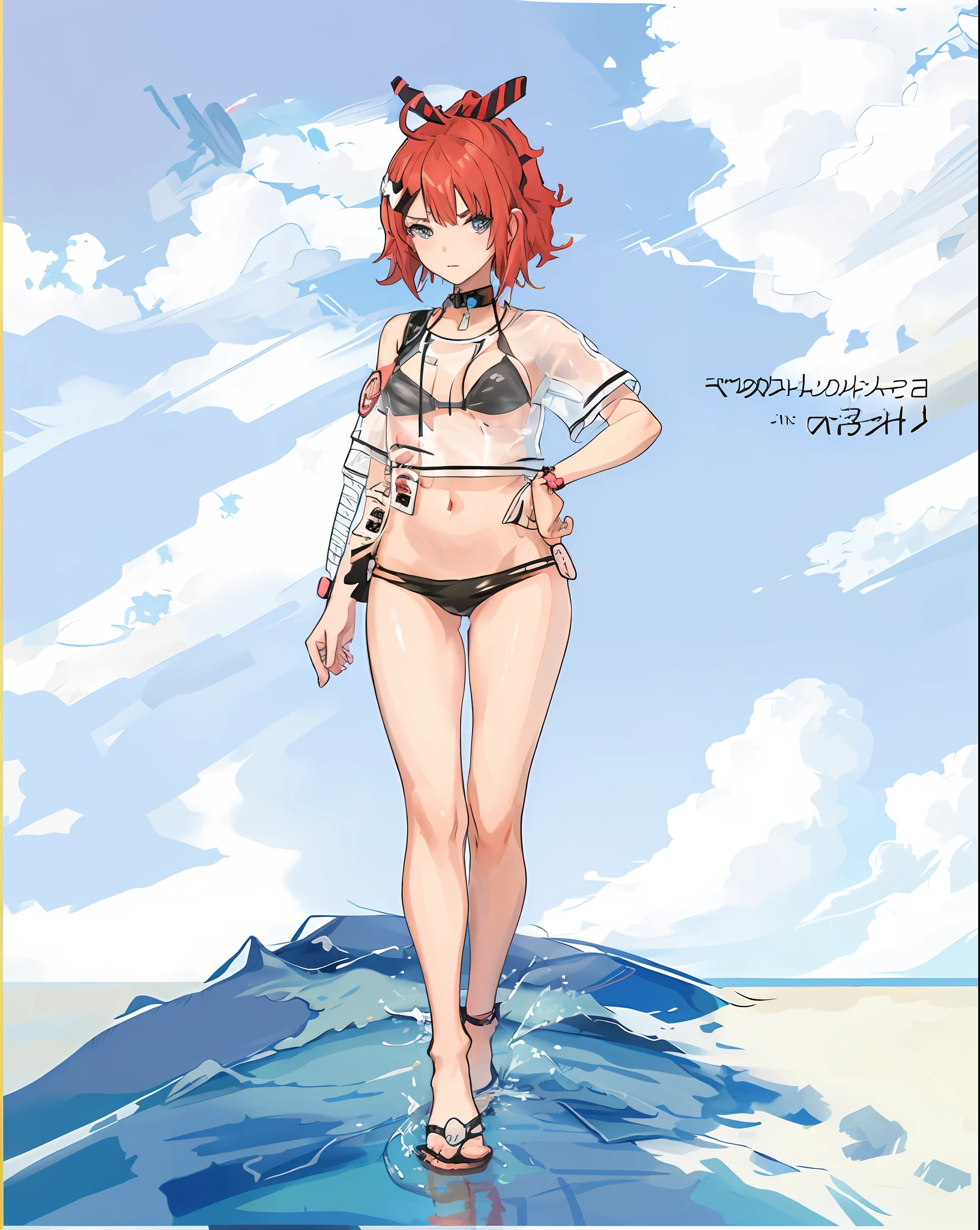 anime style, beautiful girl, swimsuit