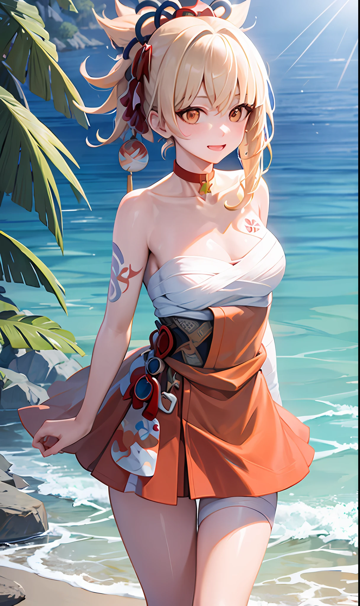 A girl, naked by the sea