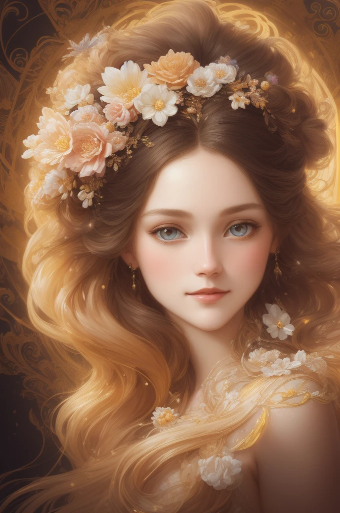 ((gorgeous princess)), (with long flowing white hair), (bright and beautiful eyes), trending on Art Station, flower of hope by Jean-Honor Fragonard, Peter mohrbacher, super detailed, crazy details , stunning sophisticated elite art nouveau ornate liquid wax elegant luxurious greg rutkowski ink style sticker vector art beautiful character design double exposure shot luminous design award winning masterpiece amoled black background light