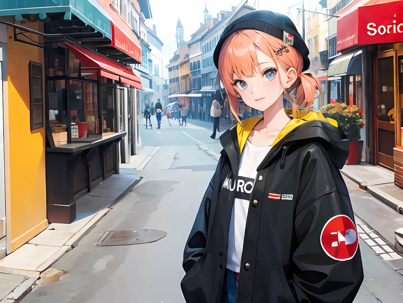 best quality, detailed background, girl, ,euro_street, random_wear,