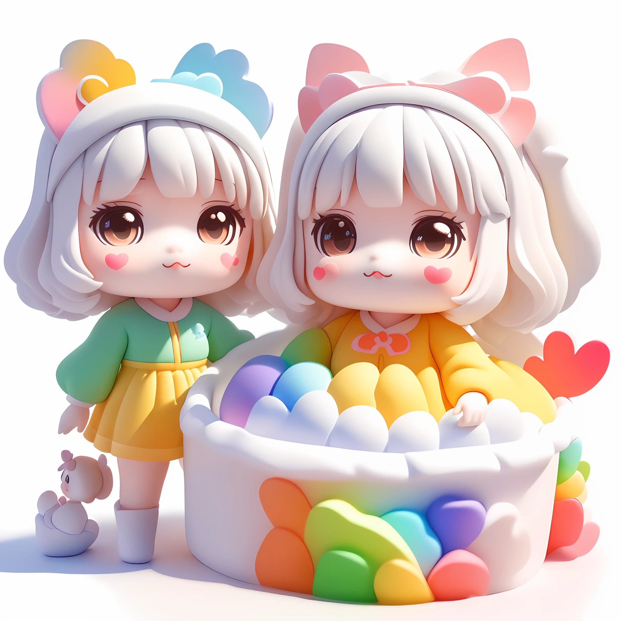 ((melhor qualidade)), ((ultradetailed)), ((obra-prima)), Die-cut sticker, cute kawaii 3d image of a mother and two daughters sticker, white background, minimalism illustration, vector, rainbow colors, logo, 3d plane, centered, resolução: 4K.
