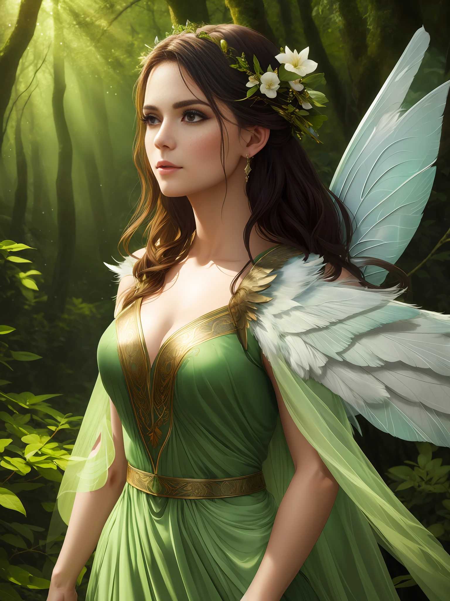 fairy wings on the back and feathered shoulder pads