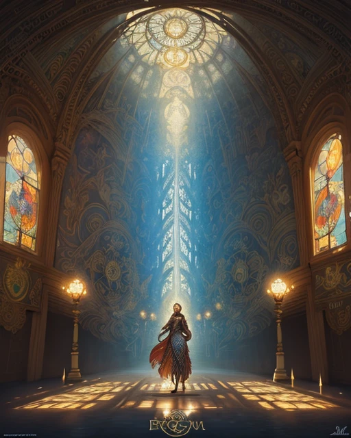 Aviary in European style, (Phoenix), (Suzaku), many birds, dystopia, dystopia, a beautiful painting by Alphonse Mucha, palette knife drawing, art, surrealism, concept art, banner, rice North mural, relief engraving, image from the work of Santosh Sivan, dreamy atmosphere, Quixel Megascans rendering, 16K, high detail, ultra high quality, ultra wide angle, detail shot (ECU), medium shot, soft lighting,