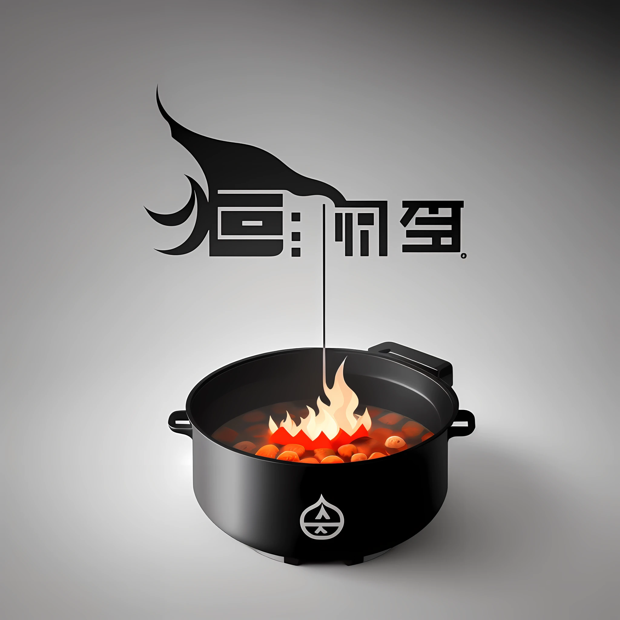 A hot pot logo, minimalism, simple, clean lines, unique, recognizable, meaningful, creative, icon, adding text "fire", shape, abstract, geometric, graphic design,