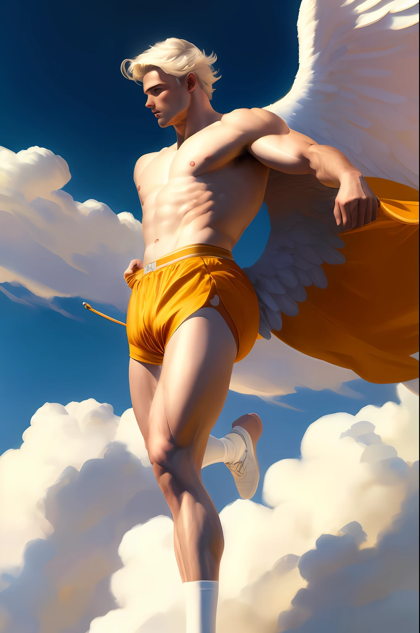 White angel muscularstrong belly fitenis in underwear