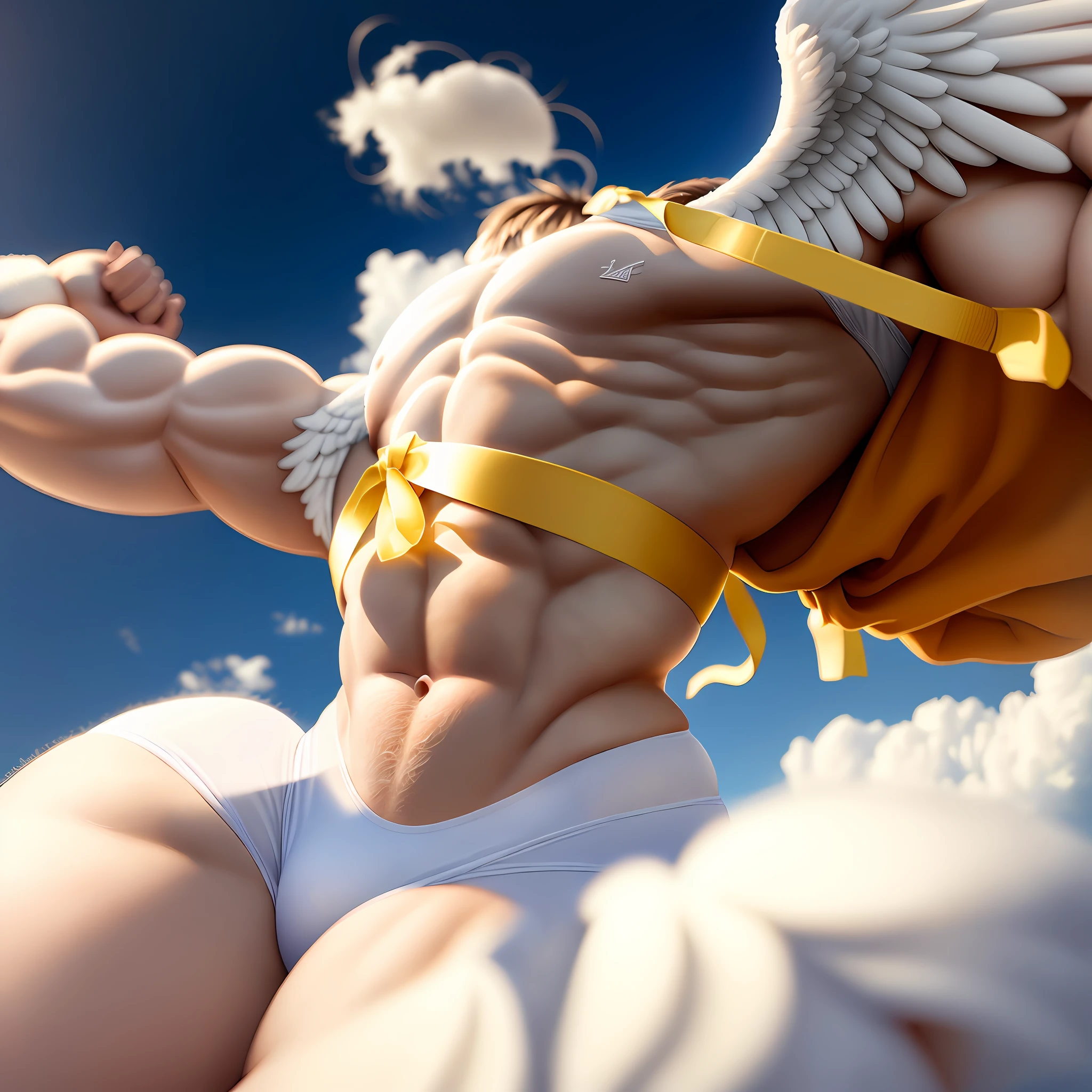 White angel muscularstrong belly fitenis in underwear