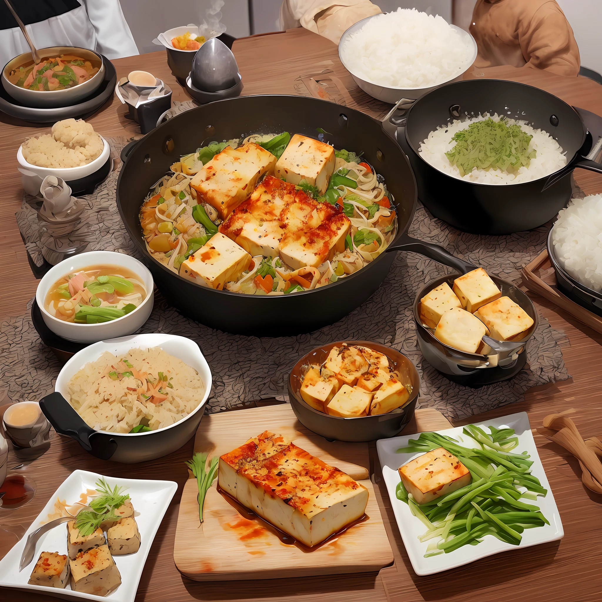 The lion's eye is bulging, and the tofu is boiled with gratin seeds. Put the wine on the heat and burn it, and let the meat rotten and cook. traditional Chinese painting