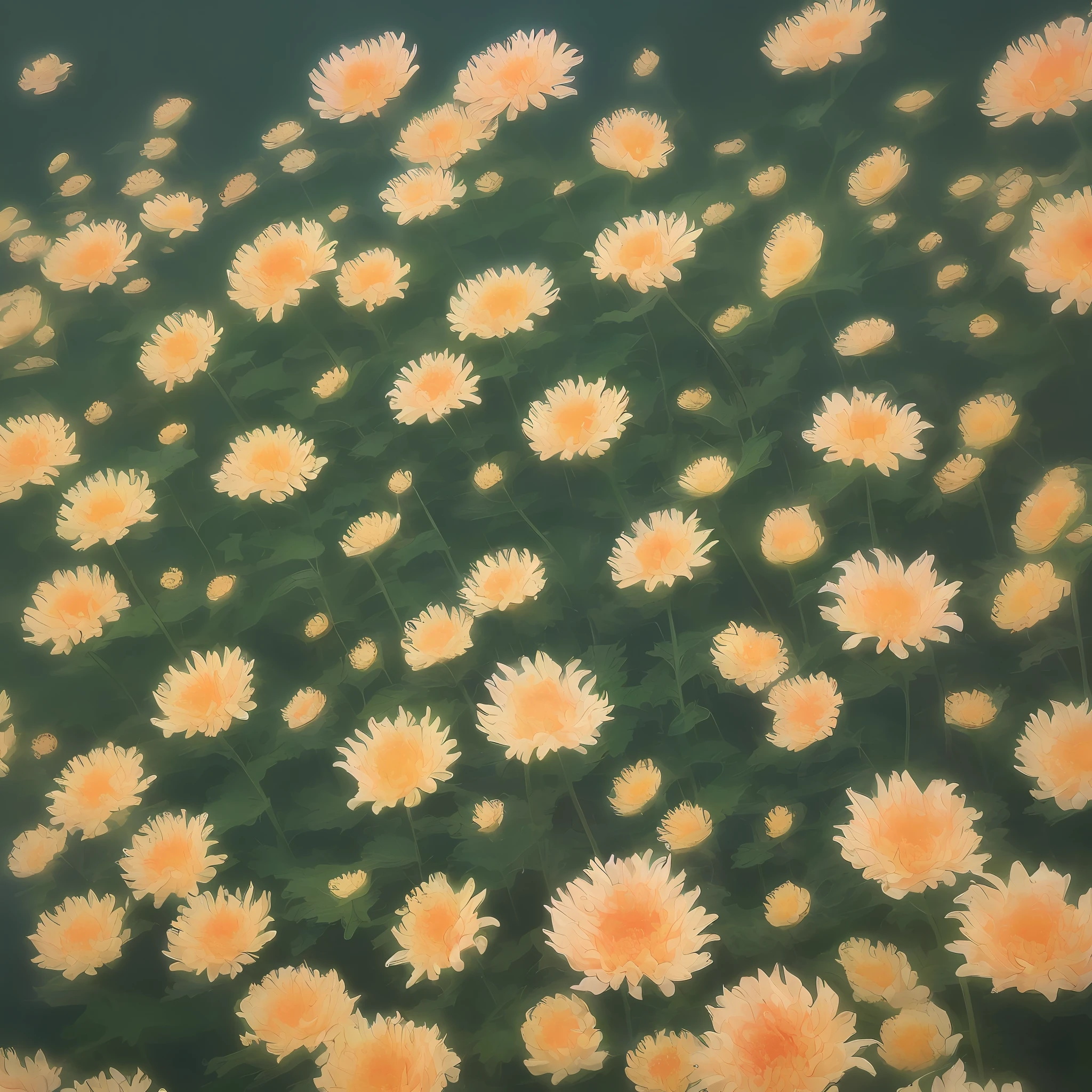 Hundreds of flowers are competing for spring, and the phoenix is sleeping alone. The leaves are born in spring, and the flowers are fresh in hot summer. The leaf twigs are weak, and there are many kinds and beautiful. All grasses are covered by the sunrise, but the maidservant is proud of the sky. Yuanming only loves chrysanthemums, while Dunyi loves chrysanthemums. I only love Fengxian, whichever is more determined. traditional Chinese painting
