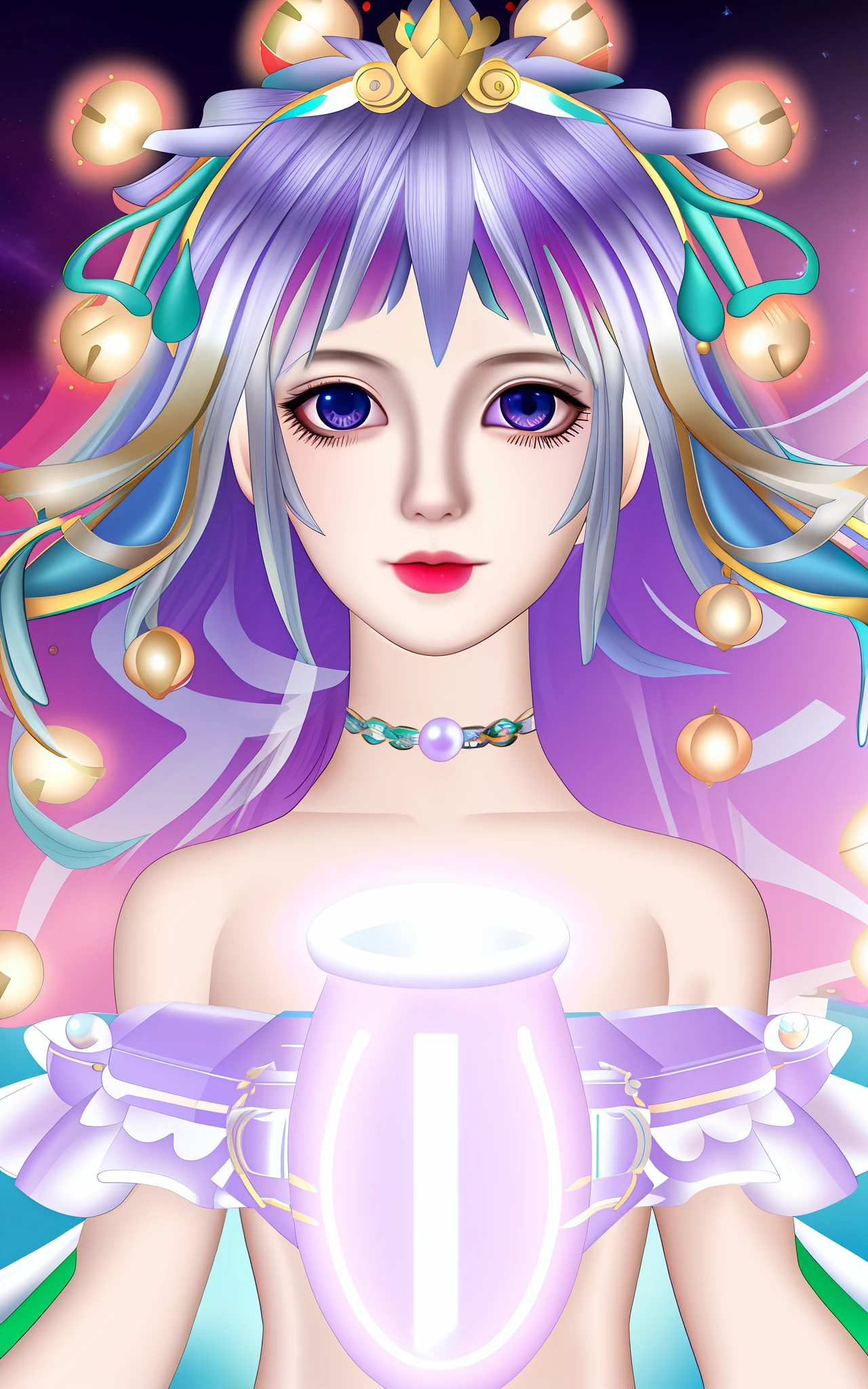 Pro: 1girl,white hair, hair ornament, mature female,cityscape,night,facial mark,lake,upper body,purple eyes,transparent green blue dragon horns, shell,pearl,gold chain,light emerald skirt, looking at viewer, light smile,(nude:1.4),
Neg:(worst quality, low quality:1.4), monochrome, zombie,undefinedEasyNegative, lowres, bad anatomy, bad hands, text, error, extra digit, fewer digits, cropped, worst quality, low quality, normal quality, jpeg artifacts, signature, watermark, username, blurry,too many fingers, thick lips, oversized head,facing away,extra arms,extra ponytail,bad eyes,fused eyes,distorted eyes,multicolored eyes,small breasts,li,distorted background, overexposure,