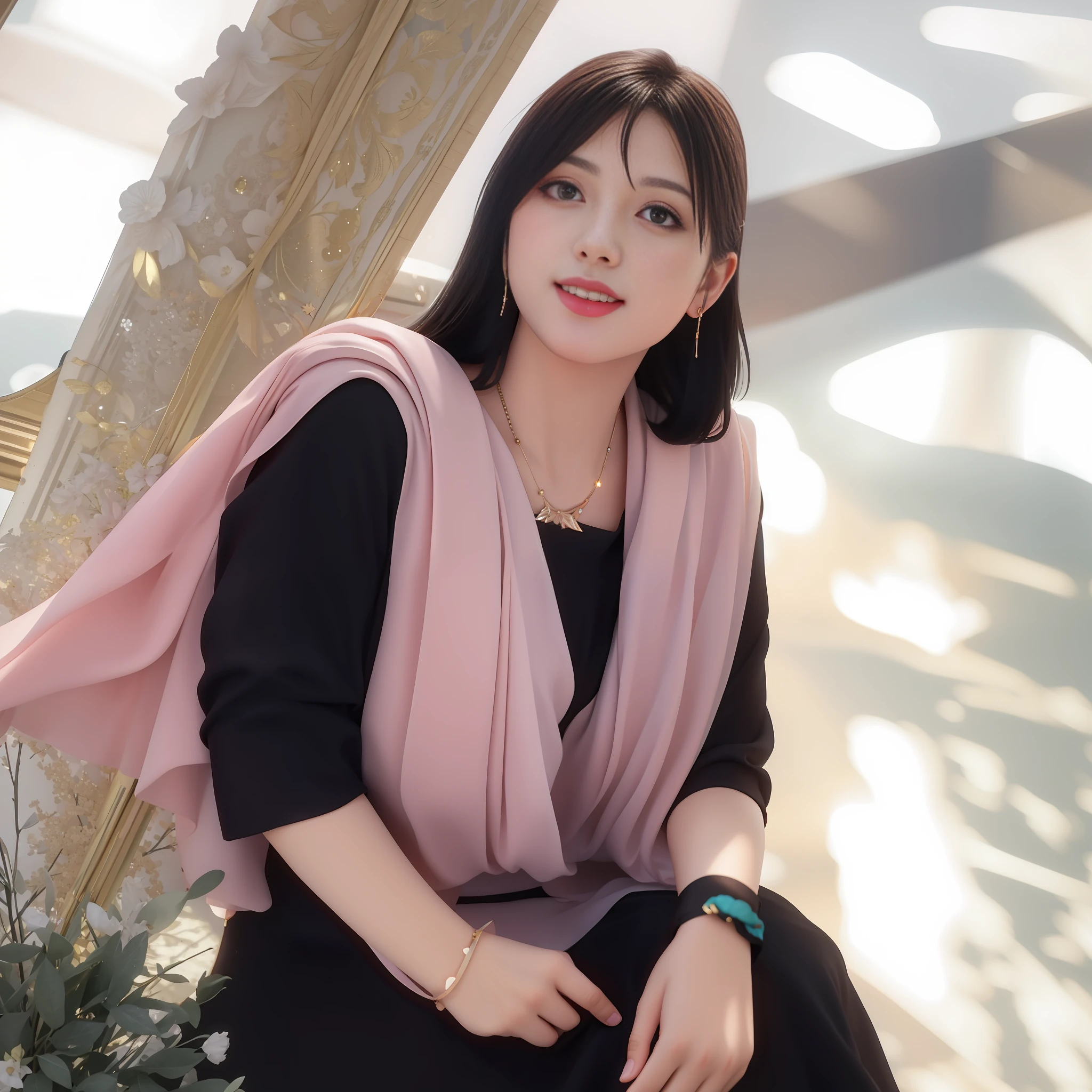 best quality, masterpiece, highres, 1girl,blush,(seductive smile:0.8),star-shaped pupils,necklace, jewelry,Beautiful face,upon_body, tyndall effect,photorealistic, dark studio, rim lighting, two tone lighting,(high detailed skin:1.2), 8k uhd, dslr, soft lighting, high quality, volumetric lighting, candid, Photograph, high resolution, 4k, 8k, Bokeh