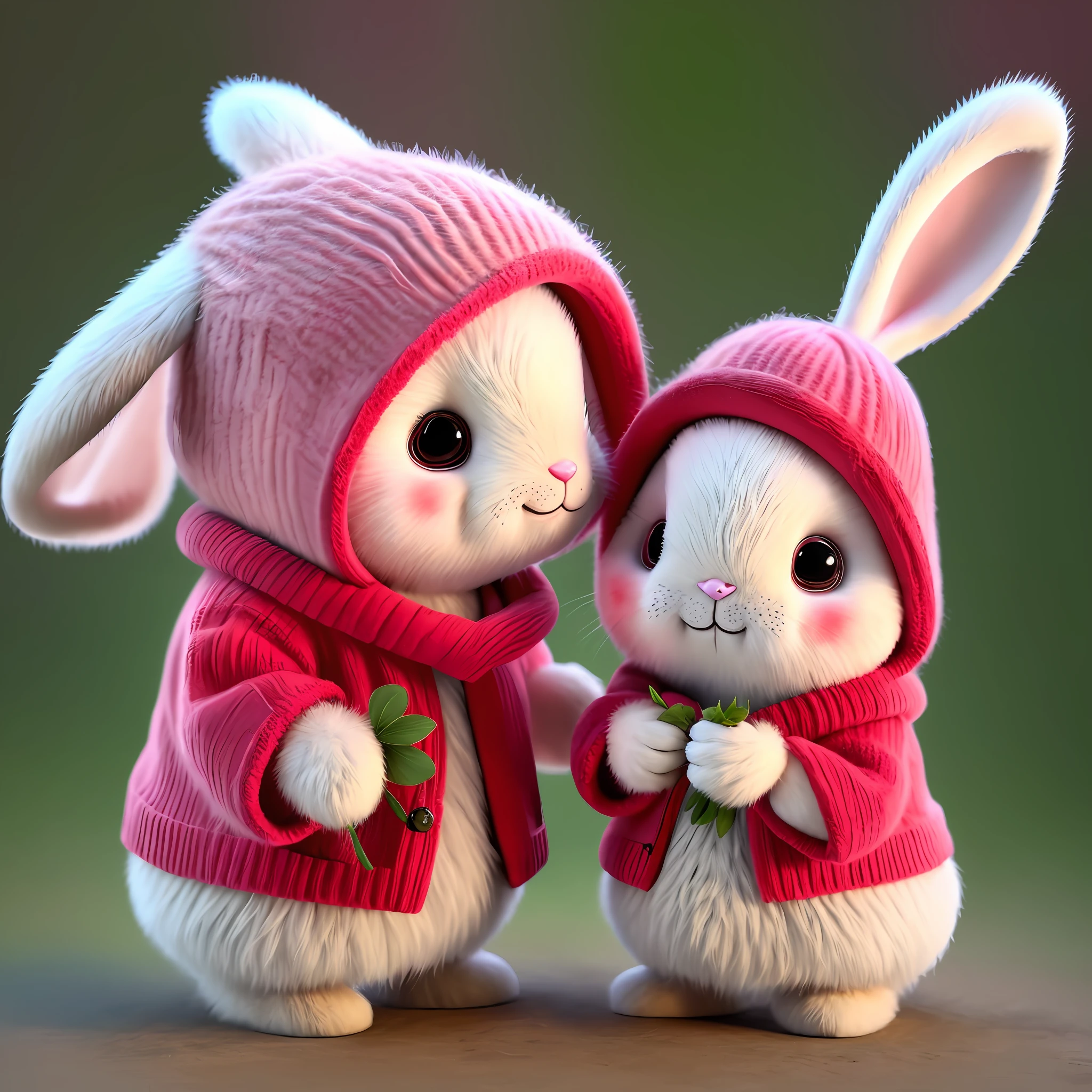 "(An artwork by ) Realistic, furry bunny (dressed in clothes), with an apple in his hand and dark circles and blush on his face. Cherries, strawberries, tomatoes and watermelons are strewn around the entire body. The rabbit wears a fancy hat and is a non-human character."