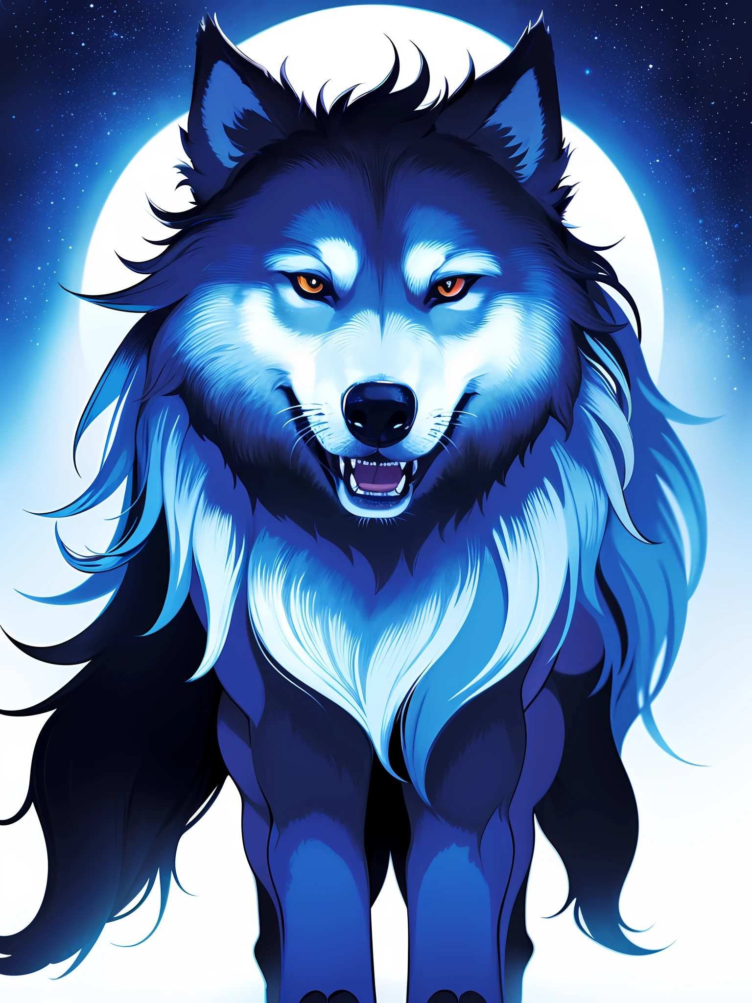 Art for shirt, vectorized, centralized, wolf with full light in the background,