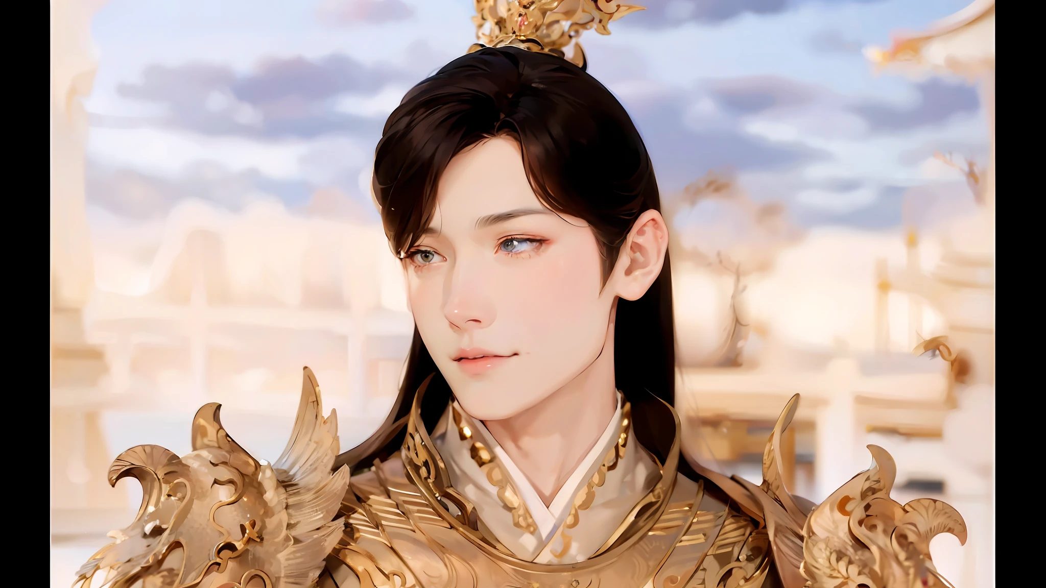 (Male: 1.1), black eyes, oriental beauty, light smile, (masterpiece), best quality, Anime, merge, colorful, vibrant colors, illustration, artstyle, fantasy, realistic, animation, (photo_\(medium\):1.0 ), by Antonio J. Manzanedo, by Jeremy Lipking, lightning, in surreal landscapes, smooth, sharp focus