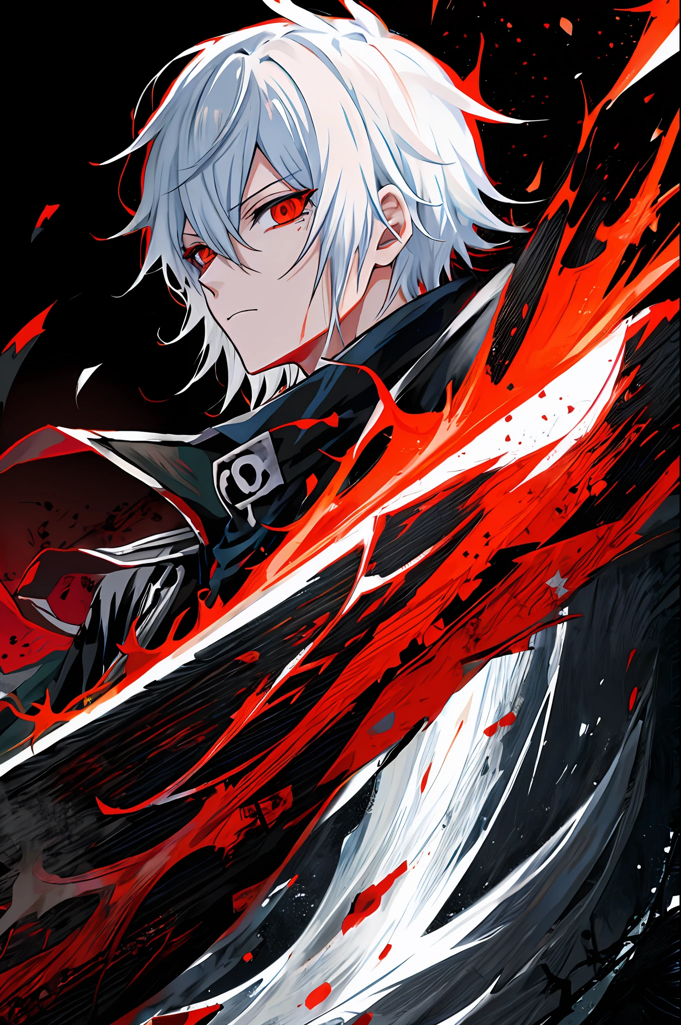 anime character with sword and blood splattered paint on a black background, vector art inspired by Kanō Hōgai, pixiv contest winner, sots art, badass anime 8 k, bleach manga style, anime epic artwork, ichigo kurosaki, best anime 4k konachan wallpaper, anime style 4 k, 4 k manga wallpaper